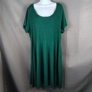 Torrid Emerald Green Ribbed Knit Fit and Flare Dress Keyhole Back Knee Length 4